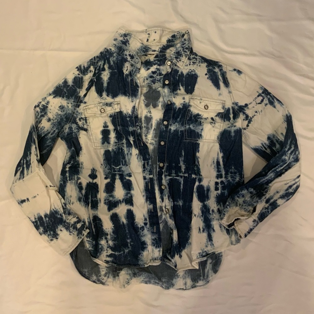 Chambray Denim Shirt Bleached Acid Wash